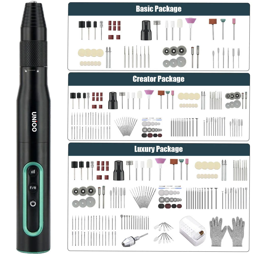 UNIOO Cordless Mini Rotary Tool Kit – 58-in-1 Engraving & Polishing Set